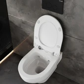 Creavit Ness Beyaz Kanalsız Açık Montaj Asma Klozet NS322, Creavit Ness Duroplast Yavaş Kapak KC3403.02 thumbnail 3