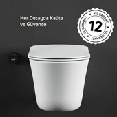 Creavit Nora Vortex Beyaz Asma Klozet NO323, Creavit Nora Duck Duroplast Yavaş Kapak thumbnail 2