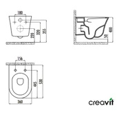 Creavit Nora Vortex Beyaz Asma Klozet NO323, Creavit Nora Duck Duroplast Yavaş Kapak thumbnail 5