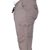 Büyük Beden Erkek Pantolon Keten Kargo Jogger 21911 Taş Rengi thumbnail 8