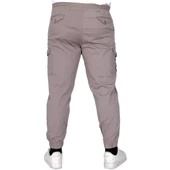 Büyük Beden Erkek Pantolon Keten Kargo Jogger 21911 Taş Rengi thumbnail 6