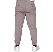 Büyük Beden Erkek Pantolon Keten Kargo Jogger 21911 Taş Rengi thumbnail 2