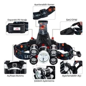 PowerMaster MX-501 5 Power Ledli Su Geçirmez 18650 Pilli Şarj Edilebilir Kafa Feneri thumbnail 2