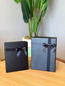 Kolix Dekoratif Siyah Fiyonklu Büyük-Orta Boy Kutu Hediye Kutusu Seti - 1