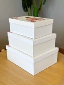 Gelin Kelebek Model Çeyiz Kutusu-3 Lü -Gelin Kutusu-Gelin Bohça Kutusu-Gelin Hediye Kutusu - 4