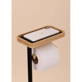 The Mia Bambu Tepsili Tuvalet Kağıdı Standı Siyah GLV0756 - 1