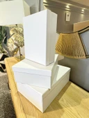 Beyaz Sert Mukavva Kutu Büyük-Orta-Küçük Boy Büyük Beyaz Gelin-Damat-Hediye Kutusu Taslama Kutu - 3