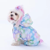 Pawstar Flores Fileli Su Geçirmez Küçük Irk Köpek Yağmurluk Tulum thumbnail 1