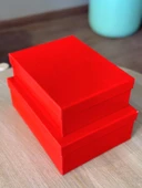 Dekoratif Kırmızı Düz Sert Mukavva Orta-Küçük Boy Kutu Hediye Kutusu Seti - 1