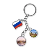 Rusya Üçlü Epoksi Metal Çift Taraflı Damla Anahtarlık Russia thumbnail 1