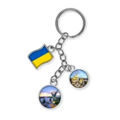 Ukrayna Üçlü Epoksi Metal Çift Taraflı Damla Anahtarlık Ukraine thumbnail 1