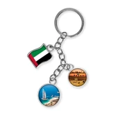 Dubai Üçlü Epoksi Metal Çift Taraflı Damla Anahtarlık Dubai thumbnail 1