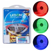 Ledon LD-1606 Su Geçirmez 5 Metre RGB Şerit Led Animasyon Devreli Adaptörlü Set 5050 3 Çipli Silikonlu - 1