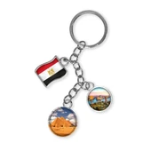 Mısır Üçlü Epoksi Metal Çift Taraflı Damla Anahtarlık Egypt thumbnail 1