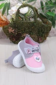 Fort 3447 Gz Kedi Figürlü Anaokulu Kreş Ev Kız Çocuk Keten Panduf Ayakkabı thumbnail 4
