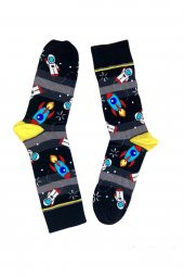 Tek Çift Uzay Desenli Eğlenceli Çorap 36-41 numara T-0228 - 3