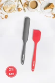 2’li Pasta Spatula Seti, Silikon Yanmaz Yapışmaz Spatula ve Çikolata Krema Reçel Sıvama Bıçağı Seti thumbnail 1