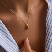 Yeşil Zeytin Altın Kolye 45 cm thumbnail 3