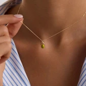 Yeşil Zeytin Altın Kolye 45 cm thumbnail 1