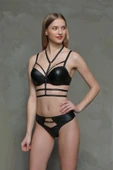 AmoraSecret Amora Secret 322 Deri Görünümlü Destekli Sütyen Takımı - 1