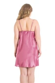 AmoraSecret AmoraSecret Büyük Beden Gül Kurusu Kısa Saten Gecelik - 2