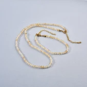 925 Ayar Gümüş Altın Kaplama Doğal Sitrin Faset Kesim Boncuklu Choker Kolye - NGS00125 - 6