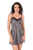 AmoraSecret AmoraSecret Leopar Kısa Saten Gecelik - 1