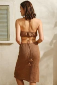 AmoraSecret AmoraSecret Kısa Kol V Yaka Kadın Çiçek Desenli Yazlık Nakış Transparan Tül Detaylı Pijama Takımı - 2
