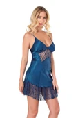 Amora Secret Petrol Mavisi Kısa Saten Gecelik thumbnail 2