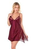 AmoraSecret AmoraSecret Bordo Kısa Saten Gecelik - 1