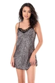 AmoraSecret AmoraSecret Leopar Kısa Saten Gecelik - 2