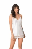 AmoraSecret AmoraSecret Ekru Kısa Saten Gecelik - 1