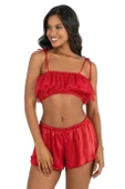 AmoraSecret AmoraSecret Kırmızı Saten Şort Takımı 9206 - 1