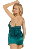 AmoraSecret AmoraSecret Petrol Saten Şort Takımı 9208 - 2