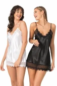 AmoraSecret AmoraSecret Ekru Kısa Saten Gecelik - 3