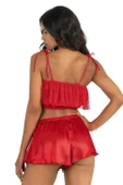AmoraSecret AmoraSecret Kırmızı Saten Şort Takımı 9206 - 2