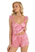 AmoraSecret AmoraSecret Pembe Saten Şort Takımı 9212 - 1