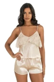 AmoraSecret AmoraSecret Fildişi Saten Şort Takımı 9214 - 1