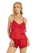 AmoraSecret AmoraSecret Kırmızı Saten Şort Takımı 9214 - 1