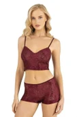 AmoraSecret AmoraSecret Bordo Saten Şort Takımı 9219 - 1