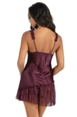 AmoraSecret AmoraSecret Mürdüm Kısa Saten Gecelik 8238 - 2