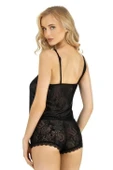 AmoraSecret AmoraSecret Siyah Saten Şort Takımı 9220 - 2