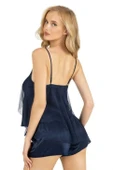 AmoraSecret AmoraSecret Lacivert Saten Şort Takımı - 2
