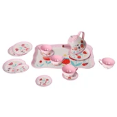 TOYZ DÜKKANIM ATF-998A-998B 15 PARÇA ÇİÇEK DESENLİ METAL ÇAY SET Kız Erkek Çocuk Oyuncak Eğitici Oyuncaklar - 2