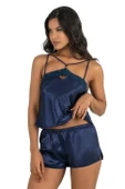 AmoraSecret AmoraSecret Lacivert Saten Şort Takımı - 1