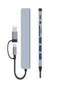 DEANB 8in2 Alüminyum 4xUSB 1xType-C 3.5mm Jak TF/SD USB HUB Çoklayıcı Telefon Macbook Çevirici - 2