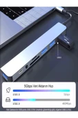 DEANB 8in2 Alüminyum 4xUSB 1xType-C 3.5mm Jak TF/SD USB HUB Çoklayıcı Telefon Macbook Çevirici - 3