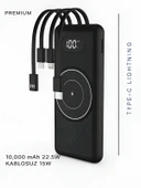 ÇELİKWORK 10000mAh PD Kablolu 22.5W Kablosuz Wireless 15W Dahili USB Micro TYPE-C iPhone Powerbank thumbnail 4
