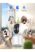 DEANB 2.4G Wİ-Fİ 2MB 1080P Full HD 360° Hareket Algılama Gece Görüş İNTERKOM Bebek Güvenlik Kamera - 4