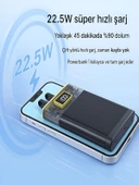 ÇELİKWORK Pw50 Lcd 22.5w Type-c & Lightning Kablolu Hızlı Iphone Şarj Aleti - 10,000mah Taşınabilir Powerbank thumbnail 5